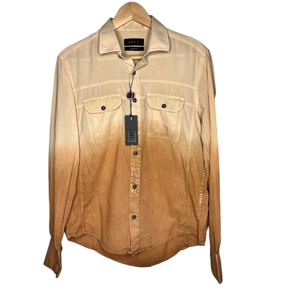 NWT Envy Ombré flap pocket button down shirt Sz M